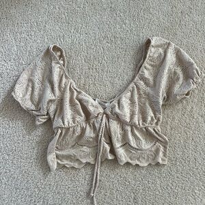 URBAN Romantics Beige Lace Crop Top